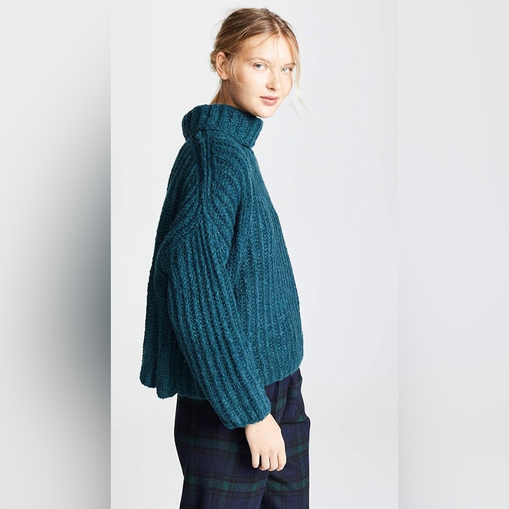 free people wool turtleneck sweater size small dark teal